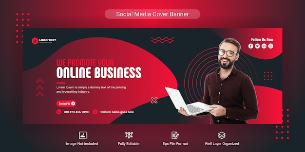 Creative corporate business social media Facebook cover banner post template