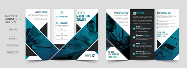 Vettore modello di progettazione di brochure a tre ante per affari aziendali creativi