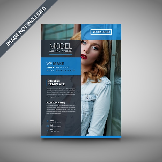 Creative corporate flyer template, blue magazine cover