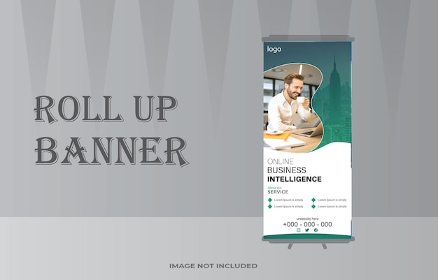Creative corporate modern roll up banner design with stylish template design Premium Vector