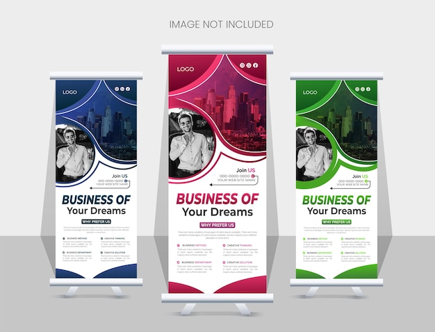 Creative corporate rollup banner design or pullup banner template vector