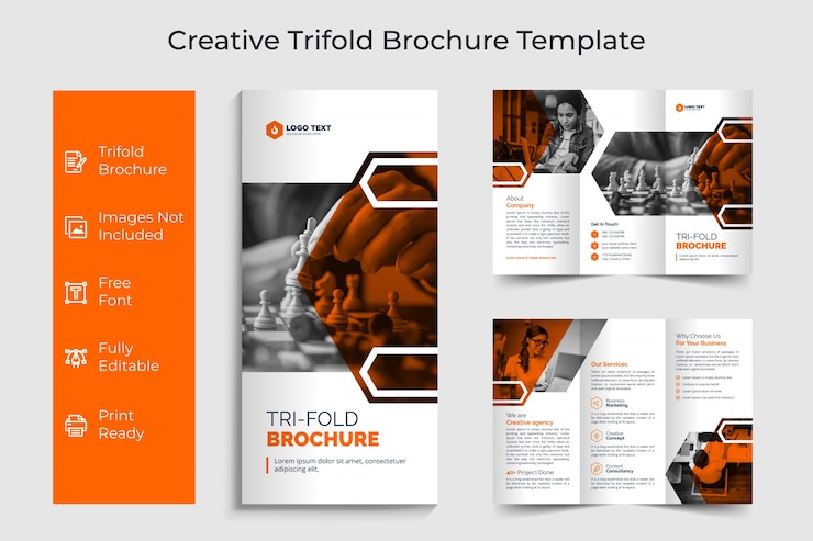 Vector creative corporate trifold flyer brochure template design