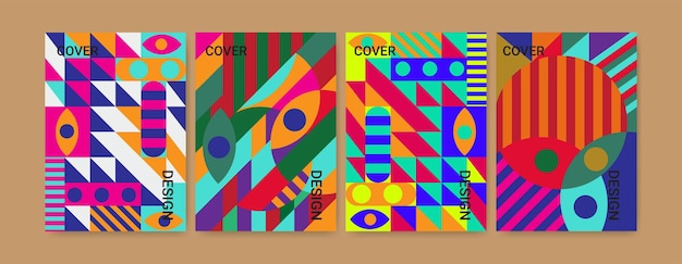 Creative cover collection forma geometrica in stile bauhaus