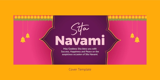 Vector creative cover page design of happy sita navami cartoon style template