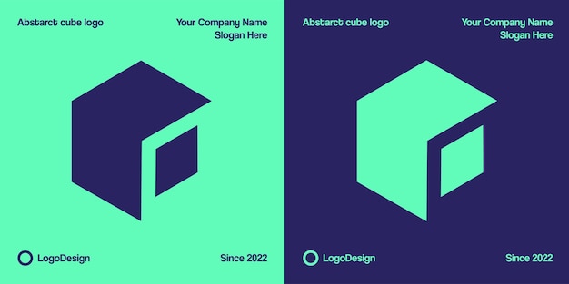 Vettore logo cubo creativo con vettore spaziale negativo per la tua azienda