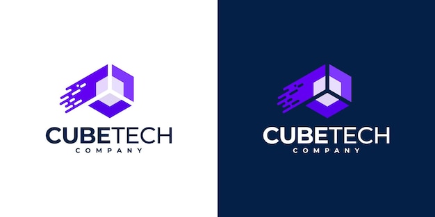 Creative cube tech logo design inspiration,