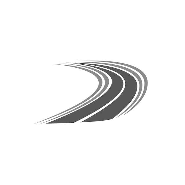 Креативный дизайн логотипа путешествия по изогнутой асфальтированной дороге. Шаблон векторного дизайна дорожного логотипа.