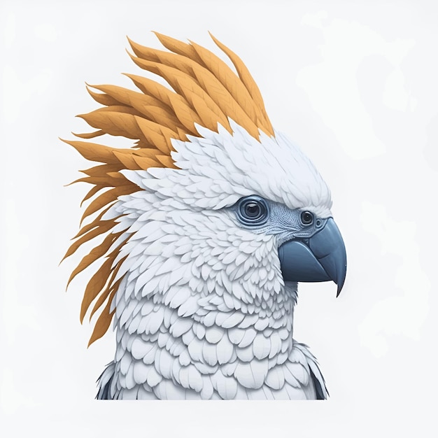 Creative cute white cockatoo head icon vector illustration