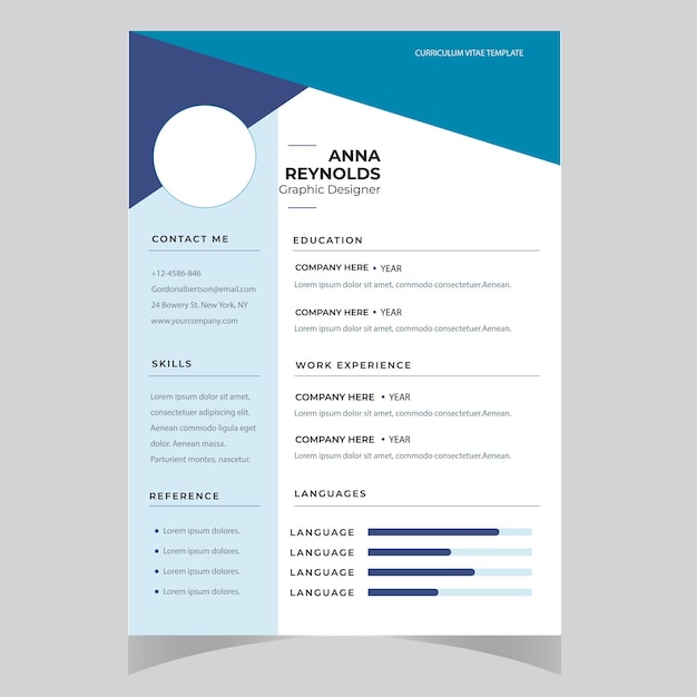 Creative CV resume template teal green background color cool minimalist vector
