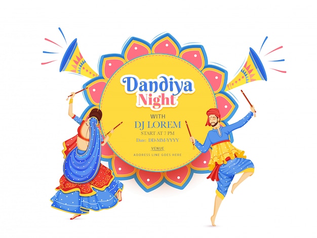 Креативный дизайн баннера или плаката dandiya night dj party