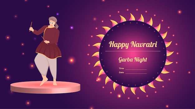 Vettore vettore di dandiya creativo happy navratri