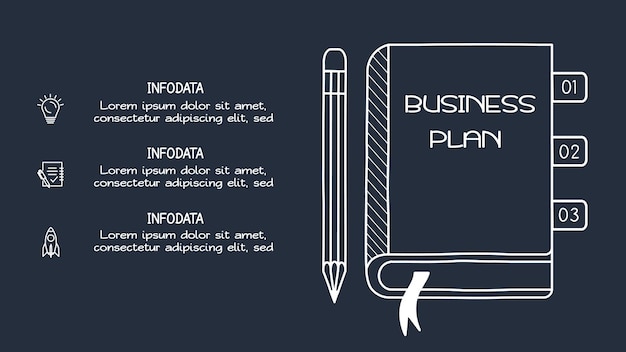 Creative dark infographic with 4 elements template for web on a black background business presentation