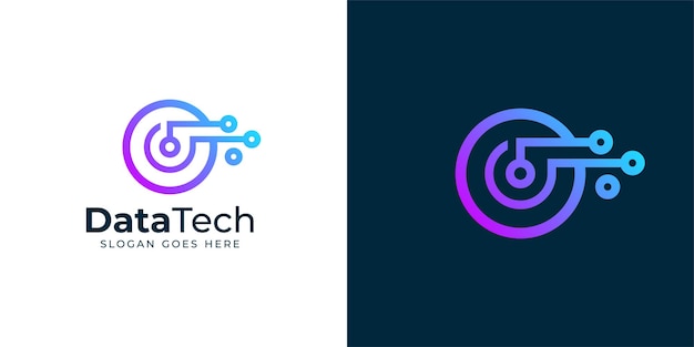 Логотип Creative Data Tech Глобальная технология Точка данных соединена с технологией градиентного современного стиля