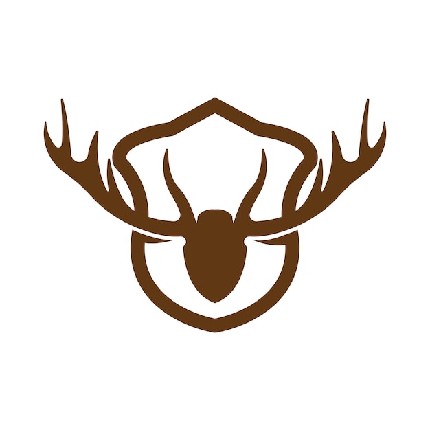 Vector creative deer golden shield logo design symbol vector illustration