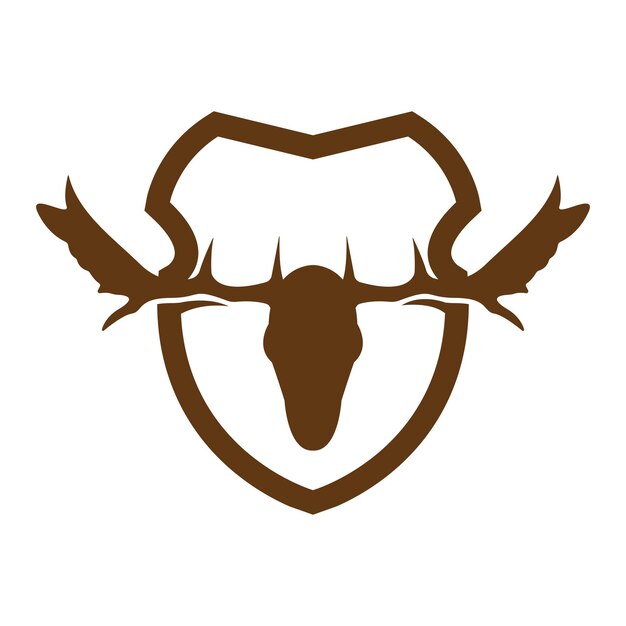 Творческий олень золотой щит дизайн логотипа символ векторные иллюстрации