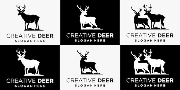 Vector creative deer logo vector deer logo design with technology line concept