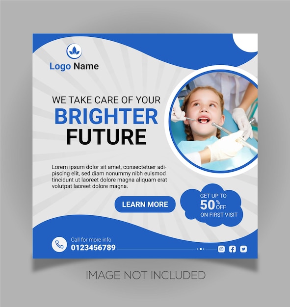 Vector creative dental flyer square banner template design service