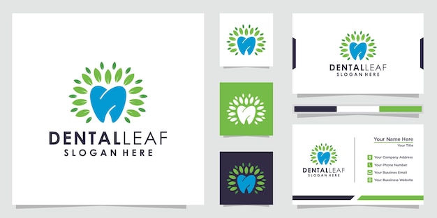 Вектор Креативный логотип стоматологического листа и дизайн визитной карточки