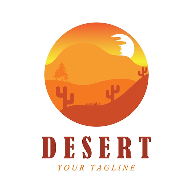 Vettore logo creativo del deserto con modello di slogan