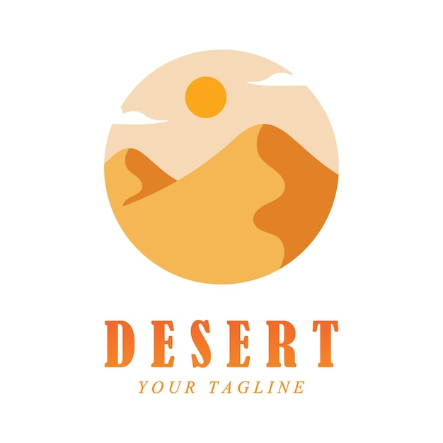 Vector creative desert logo with slogan template