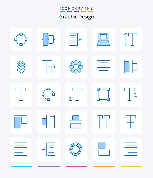 사각형 디자인 텍스트 세로 글꼴과 같은 Creative Design 25 파란색 아이콘 팩