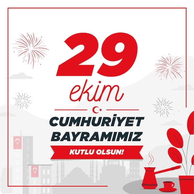 Creative design for 29 october Turkey Republic Day, Stay home concept