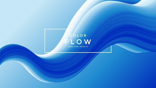 ベクトル 創造的なデザインの 3 d フロー形状。液体の波の青い背景。グラデーション波状フォーム構成。