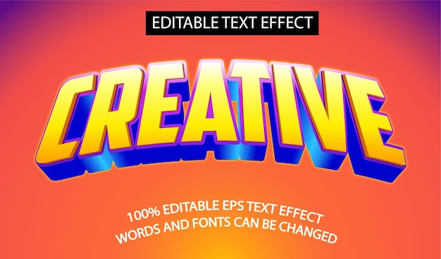 Creative design 3d text effect with lighting