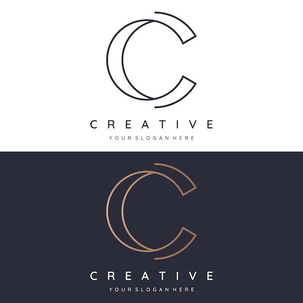 Creative design abstract template element initial letter C monogram or modern geometry Elegant minimalist and modern letter C Logo for business business and company cards