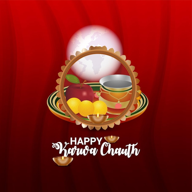 Creative design concept of happy karwa chauth background