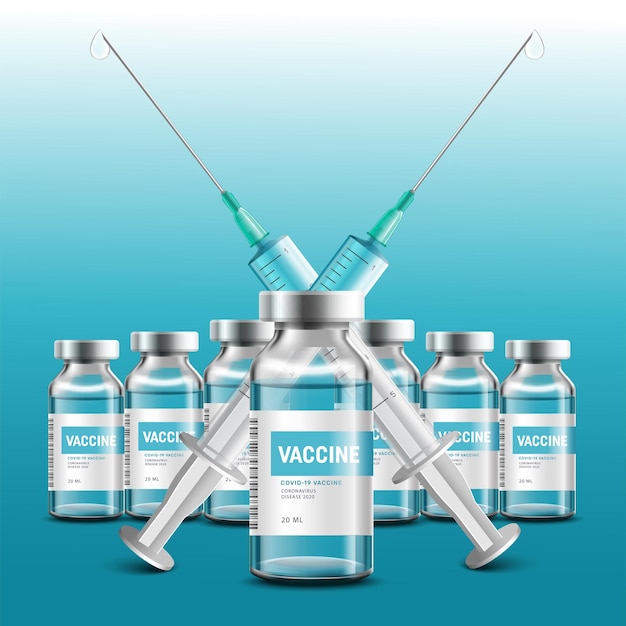 Creative design for Coronavirus vaccine vector background. Covid-19 corona virus vaccination.