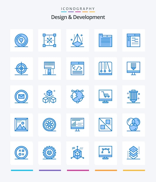 Creative design development 25 blue icon pack such as web design tabs shape tab modeling