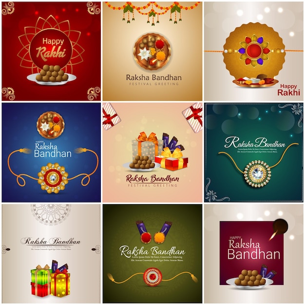 Design creativo della felice collezione di posta raksha bandhan