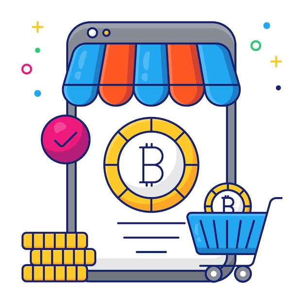 Vector creative design icon of bitcoin shopping