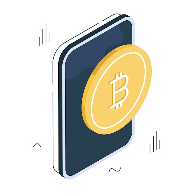 Икона творческого дизайна мобильного биткойна