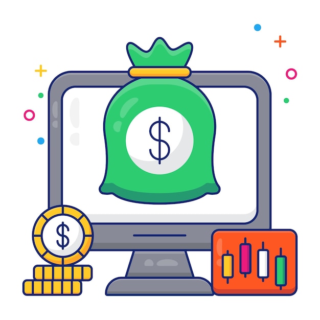 Creative design icon of online money