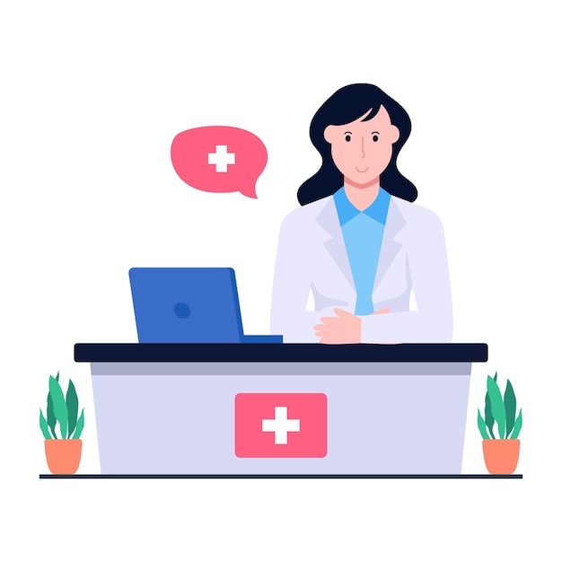 Creative design illustration of medical receptionist