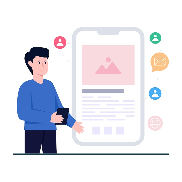 Vector creative design illustration of mobile content
