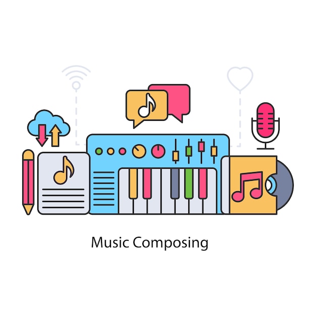 A creative design illustration of music composing