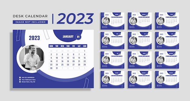 Modello di progettazione del calendario da tavolo creativo 2023