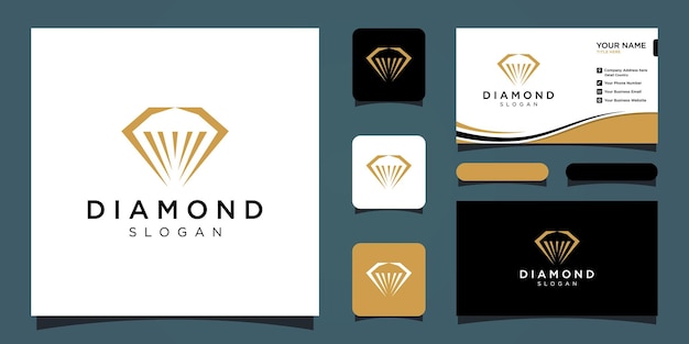 크리에이 티브 다이아몬드 컨셉 로고 디자인 템플릿 및 명함 프리미엄 벡터