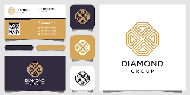 Modello di progettazione di logo di concetto di diamante creativo e design di biglietti da visita.