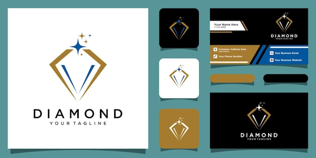 Vettore modello di progettazione logo creative diamond concept con design biglietto da visita vettore premium