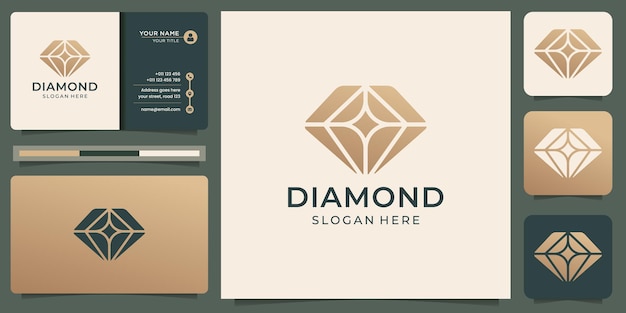 Modello di progettazione logo diamante creativo e design biglietto da visita. vettore premium