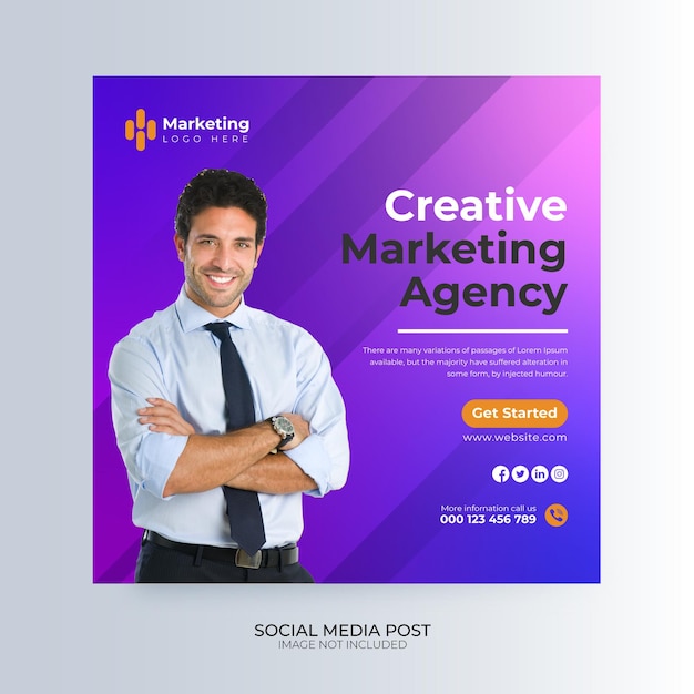 Creative digital business agency social media post template design banner promotion corporate