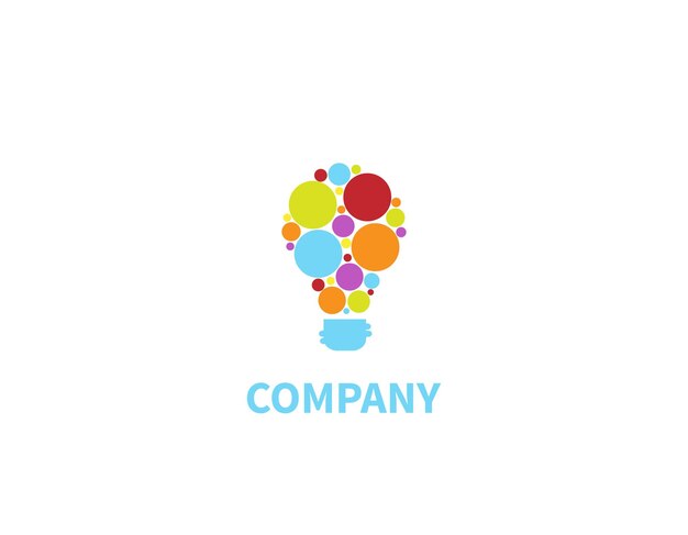 Creative digital colorful cercle bulb ideas logo design