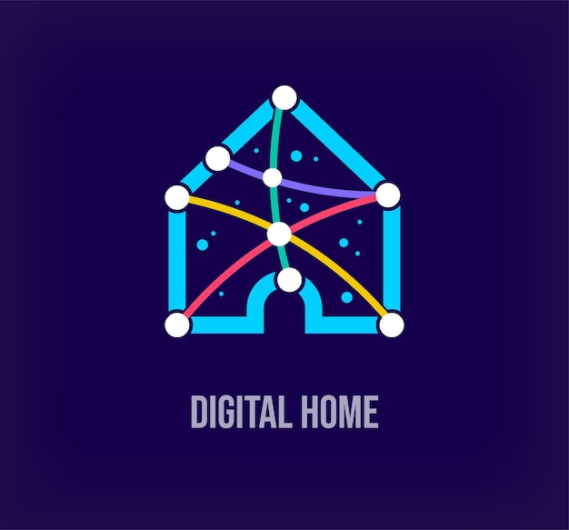 Креативный дизайн цифрового дома и предприятия Уникальные цветовые переходы Уникальные виртуальные технологии