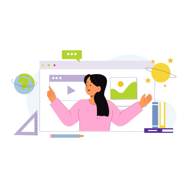 creative digital learning illustration with virtual collaboration concepts