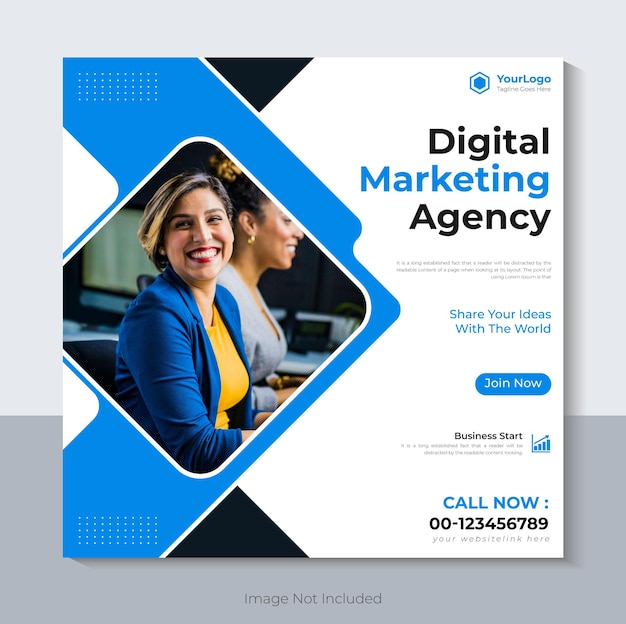Creative digital marketing agency banner design, corporate social media post template