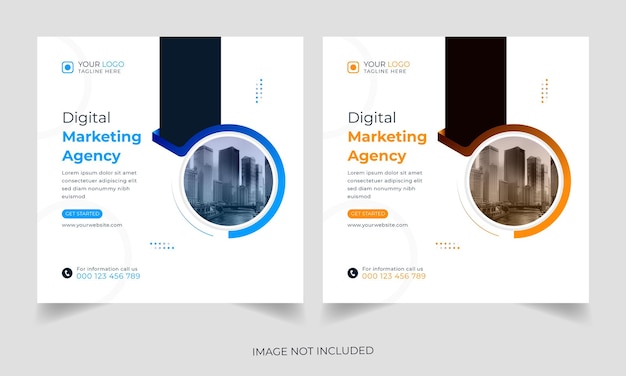 Creative digital marketing agency poster design set premium vector